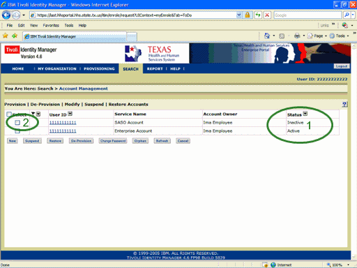 Screenshot of Account Management page